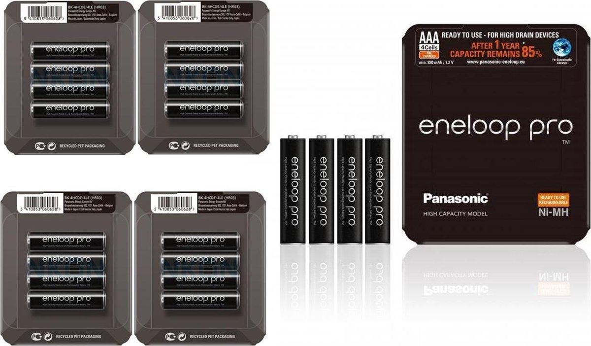 AAA Panasonic eneloop PRO Sliding Box oplaadbare batterij - 20 Stuks (5 Blisters a 4St)