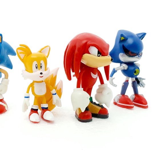 Sonic Sega Speelfiguren - Sonic en Tails actiefiguren - 7 cm 6 stuks - Tails, Knuckles, Super Sonic, Metal Sonic, Amy - Sonic Speelgoed - Sega