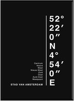 Amsterdam poster | Stadsdelen | Wanddecoratie | Amsterdam | Cadeau | zwart / wit | A3