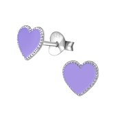 Joy|S - Zilveren hartje oorbellen 6 mm paars