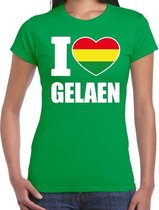 Carnaval I love Gelaen t-shirt groen voor dames L