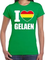 Carnaval I love Gelaen t-shirt groen voor dames S