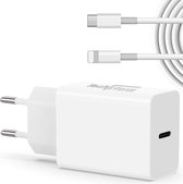 Snellader Oplader voor iPhone 20W - Oplader Kabel voor iPhone Oplaadkabel - USB C Adapter voor Apple iPhone