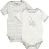 Playshoes Romper Olifant Korte Mouw Beige/wit 2 Stuks Mt 62/68