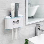 Cadeau Tip Moderne Tandpasta Dispenser-Tandenborstel Houder-Ophangsysteem-Grijs/Wit