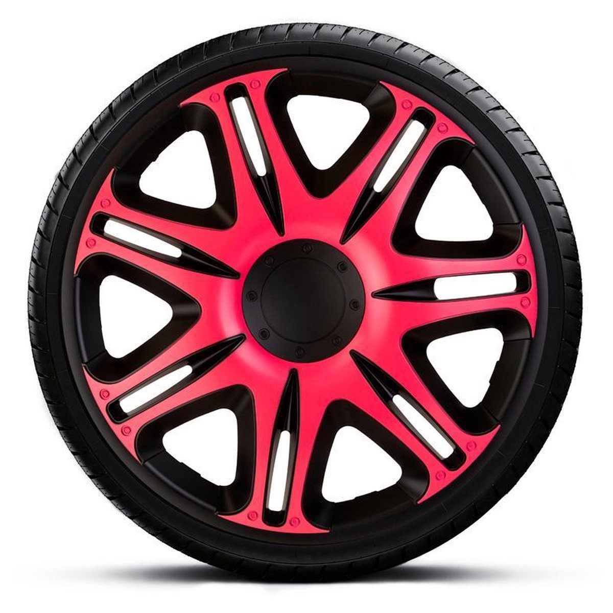 4-Delige J-Tec Wieldoppenset Nascar 13-inch zwart/roze