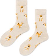 Sokken Dames wit / creme - print hond - Maat 36-40