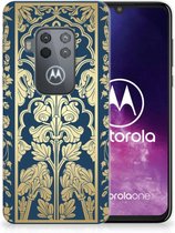 Motorola One Zoom TPU Siliconen Hoesje Golden Flowers