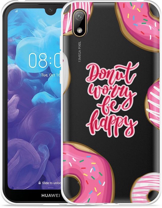 Bijzettafeltje cijfer Bemiddelen Huawei y5 2019 Hoesje Donut Worry | bol.com
