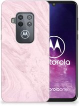 Motorola One Zoom TPU Siliconen Hoesje Marble Roze