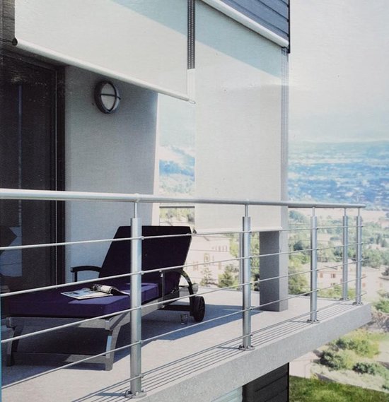Robust rolgordijn voor balkons van Inspire- Wit/Grijs - 60 x 300 cm |  bol.com
