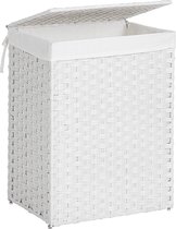 Witte Wasmand - Kledingmand met Deksel - Verwijderbare Voering - 90 liter - Wit