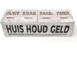 Huishoudgeld Opbergbox - Hout - Antique White - Spaarpot voor volwassenen