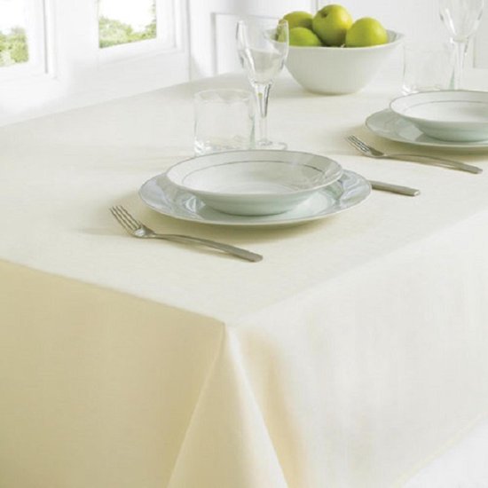 Ga naar beneden ventilator Beenmerg Tafellaken - Linnen look polyester tafelkleed maat 130 x 228 cm - kleur  creme / ivoor | bol.com