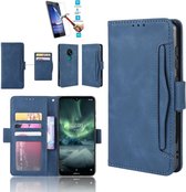 Nokia 6.2 / 7.2 Book Case Blauw Cover Case Hoesje Lederen Pu - 1 x Tempered Glass Screenprotector PMTBL