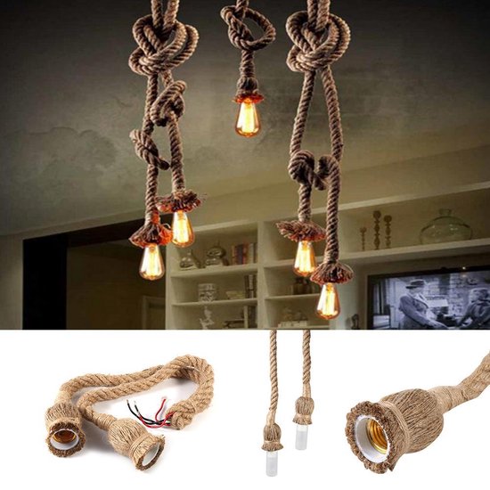 Retro Touw LED Hang Lamp E27 fitting - Vintage Scheepstouw Hanglamp -  Industriele... | bol.com