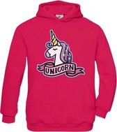 Hoodie sweater | Unicorn | Pink | maat 128 (7-8 jaar)