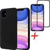 Hoesje geschikt voor Apple iPhone 7 - Siliconen Transparant TPU Gel Case Cover + Met Tempered Glass Screenprotector 2,5D 9H (Gehard Glas) - 360 graden protectie