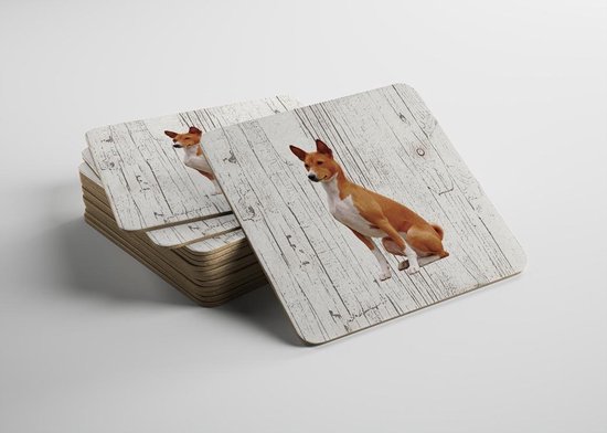 Hond Basenji | Houten Onderzetters 6 Stuks