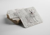 Hond Husky | Houten Onderzetters 6 Stuks