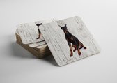 Hond Dobberman | Houten Onderzetters 6 Stuks