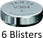 6 Stuks (6 Blisters a 1 st) Varta Knoopcel Batterij SR621 SW/SR60 SW/V364 1BL Single-use Zilver-oxide