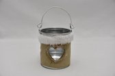 Sfeerlichten - Tealighthldr Zinc/glass Heart Design H9,2/15,5 D8cm