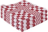 3x Handdoek rood met blokmotief 50 x 50 cm - Huishoudtextiel - keukendoek / handdoekjes