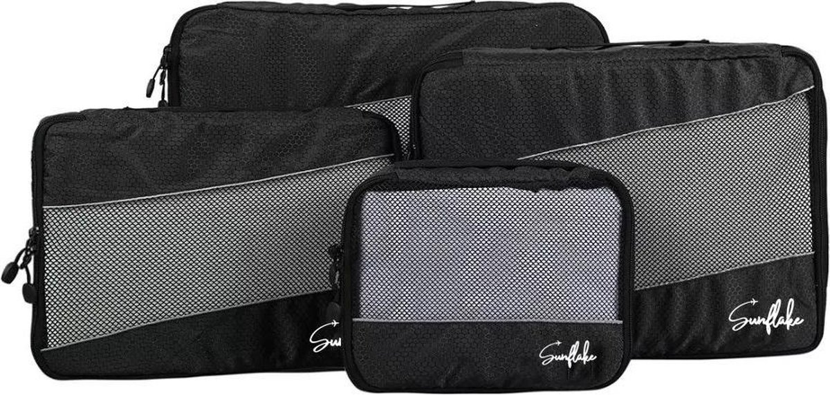 Bol.com Packing Cubes Backpack - 4 stuks - Geschikt voor Handbagage Koffer - Zwart - Sunflake aanbieding