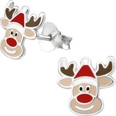 Toverstaartjes - kerst oorbellen - rendier - zilveren oorknopjes - meisjes sieraden