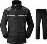 Regenjas-Regenpak-Zwart regenjaspak met reflector - Kleur zwart-XXL