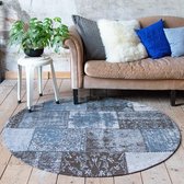 Rond patchwork vloerkleed - Dreams grijs/blauw Ø 200cm