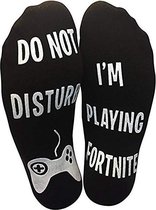 Fortnite sokken - zwart met witte tekst "Do not disturb, I'm playing Fortnite"- maat 37-42