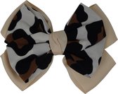 Jessidress Haar clip met panter print Dubbel Haar strikje Clip - Beige