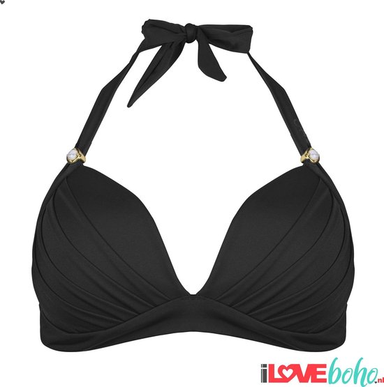 toegang Eik helling BOHO Bikini Top - Ibiza - lustrous halter – grijs - zwart - charcoal grey -  S - Cup A | bol.com
