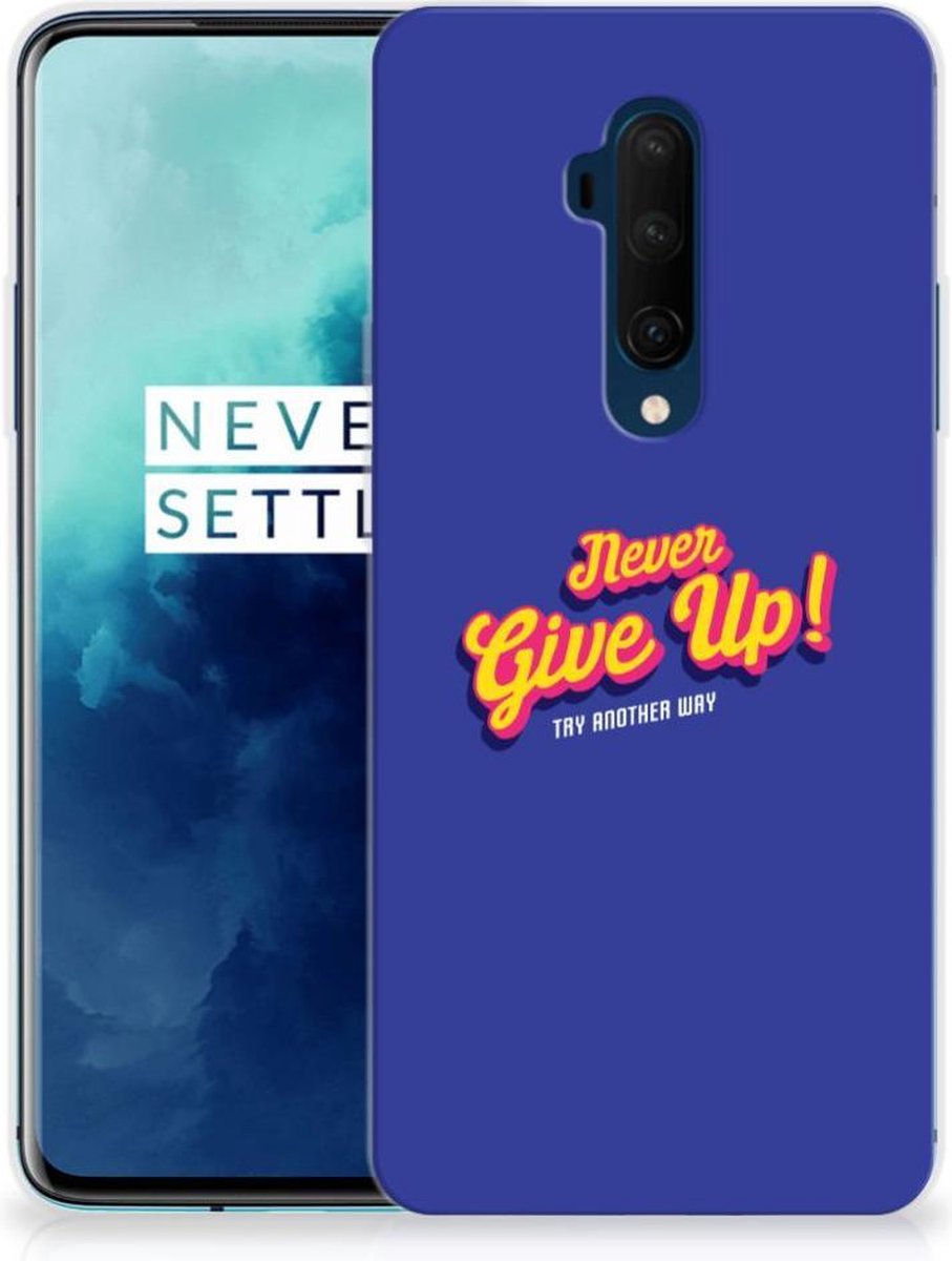 OnePlus 7T Pro Siliconen hoesje met naam Never Give Up