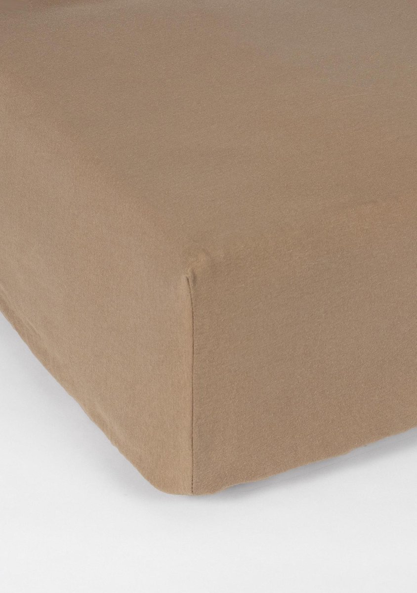 Ambianzz Bedding - Jersey Hoeslaken Matras - 150 gr/m2 - 100% Katoen (stretch) - 140x200 + 35 cm - Bruin