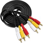 Tulp Naar Tulp Verlengkabel - 3x RCA Male To 3x RCA Male Extension Cable - AV Composietkabel - Composiet Verlengsnoer - 10 Meter