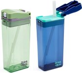 Drink in the Box Large - Mint en Blauw - Duo Pack - Twee Hervulbare Drinkpakjes - Stevig en Duurzaam - 2 x 35 cl
