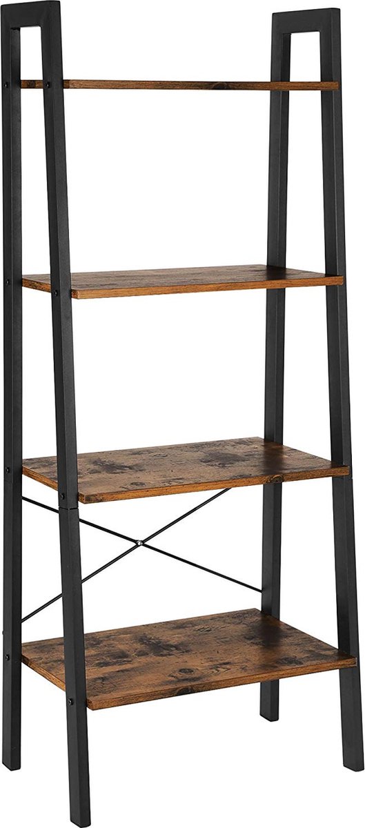 Vasagle Boekenkast - Vintage Kast - 137,5 x 56 x 34 CM - Industriële Kast Bruin