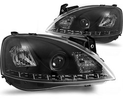 Koplampen met parkeerlicht OPEL CORSA C 11 00-09 06 ZWART