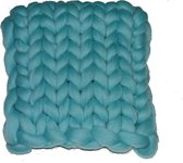 PASTEL AQUA 100 x 100 cm - Wollen deken / babydekentje / kleed XXL merino wol HANDGEMAAKT