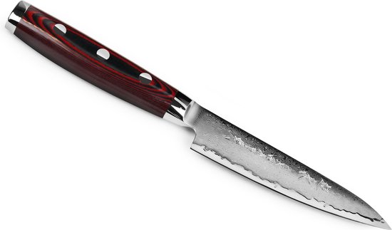 Couteau utilitaire japonais Yaxell Super Gou 12 cm en acier inoxydable damassé 161 couches avec manche en toile-micarta
