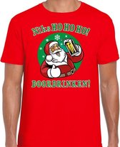 Fout Kerst t-shirt - bier drinkende kerstman - niks HO HO HO doordrinken - rood voor heren - kerstkleding / kerst outfit S (48)