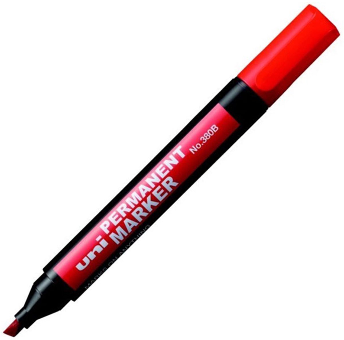 Uni Rode Permanent Marker 380 B - Watervaste stift met beitel punt