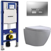 Geberit Up 100 Toiletset – Inbouw WC Hangtoilet Wandcloset - Shorty Delta 50 Mat Chroom