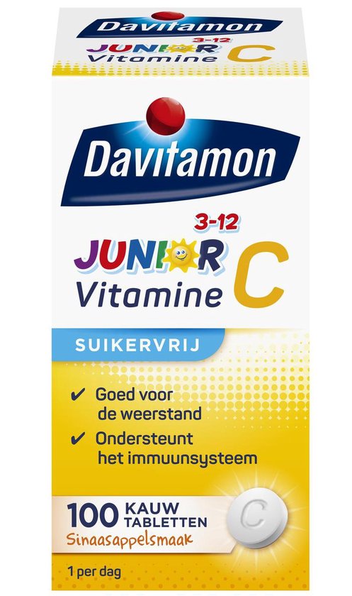 Davitamon Junior Vitamine C - 3-12 - 100 kauwtabletten - Sinaasappelsmaak bol.com