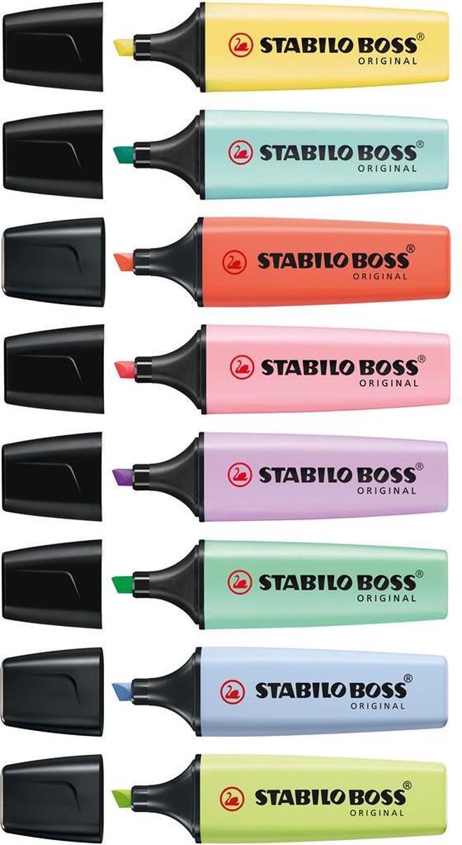 STABILO BOSS ORIGINAL Pastel - Markeerstift - Markeren Met Pastelkleuren - Etui Met 8 Kleuren