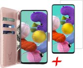 Samsung A51 Hoesje en Samsung A51 Screenprotector - Samsung Galaxy A51 Hoesje Book Case Leer Wallet + Screenprotector - Roségoud