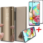 Samsung A71 Hoesje en Samsung A71 Screenprotector - Samsung Galaxy A71 Hoesje Book Case Spiegel + Screenprotector Full - Goud